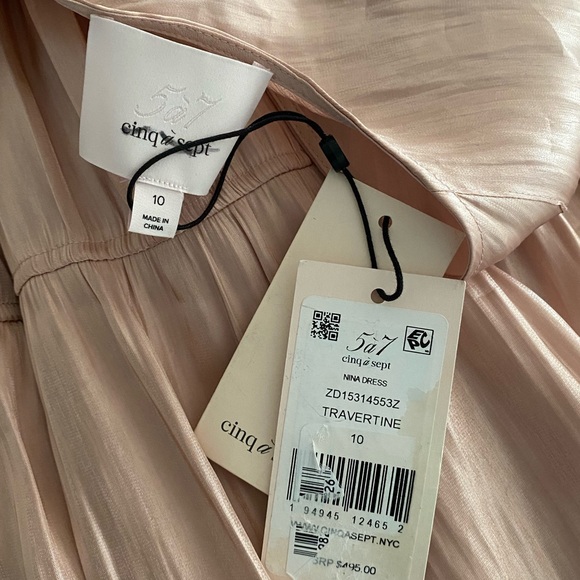 CINQ À SEPT Nina Tiered Satin Midi Dress 10 - Picture 9 of 9